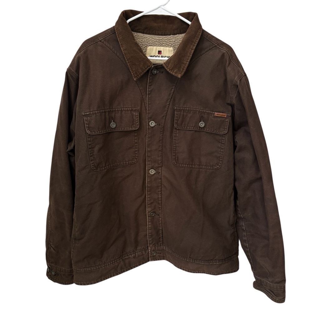 Woolrich Canvas Sherpa Lined Trucker Jacket Mens XXL Brown Barn Chore Coat Work - Picture 11 of 11